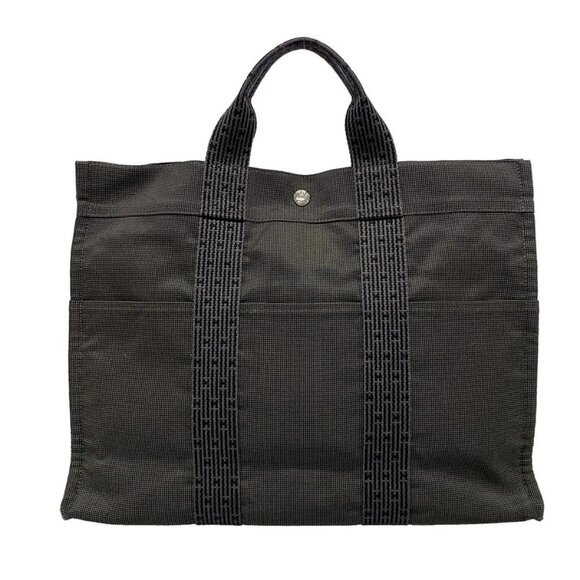HERMES Her Line Tote MM Gray Polyamide Polyester Tote Bag